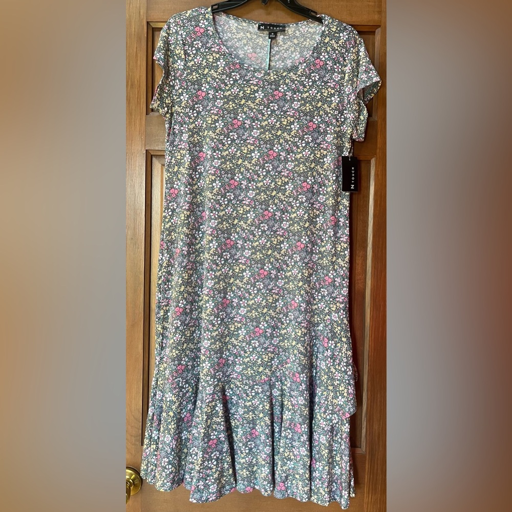 Pink Green Yellow Floral A-Line Midi Dress. Brand New Size Small N Touch